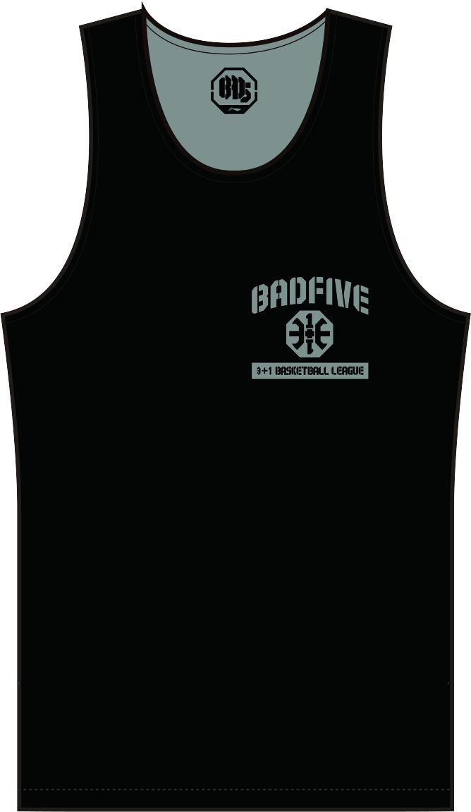 Unisex Basketball-Competition Set 2 Tops "Anti-Warrior" Badfive BIG grey+black - AAYT045-10 5XL = 4XL EU