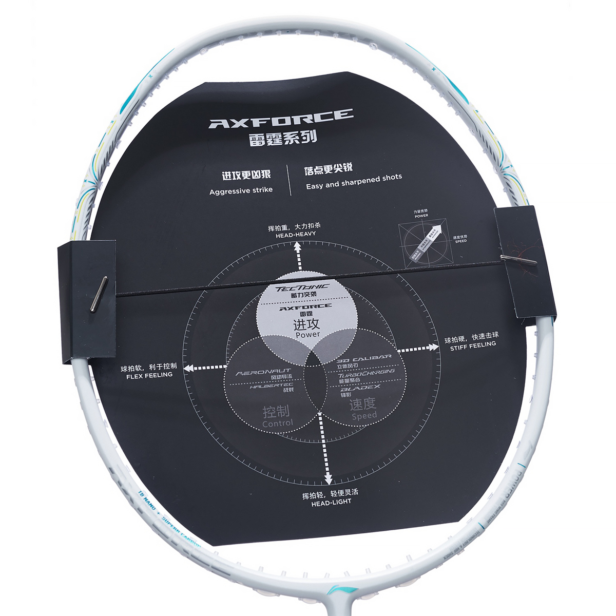 Badmintonracket AXFORCE 60 (5U) White - unstrung - AYPT055-1