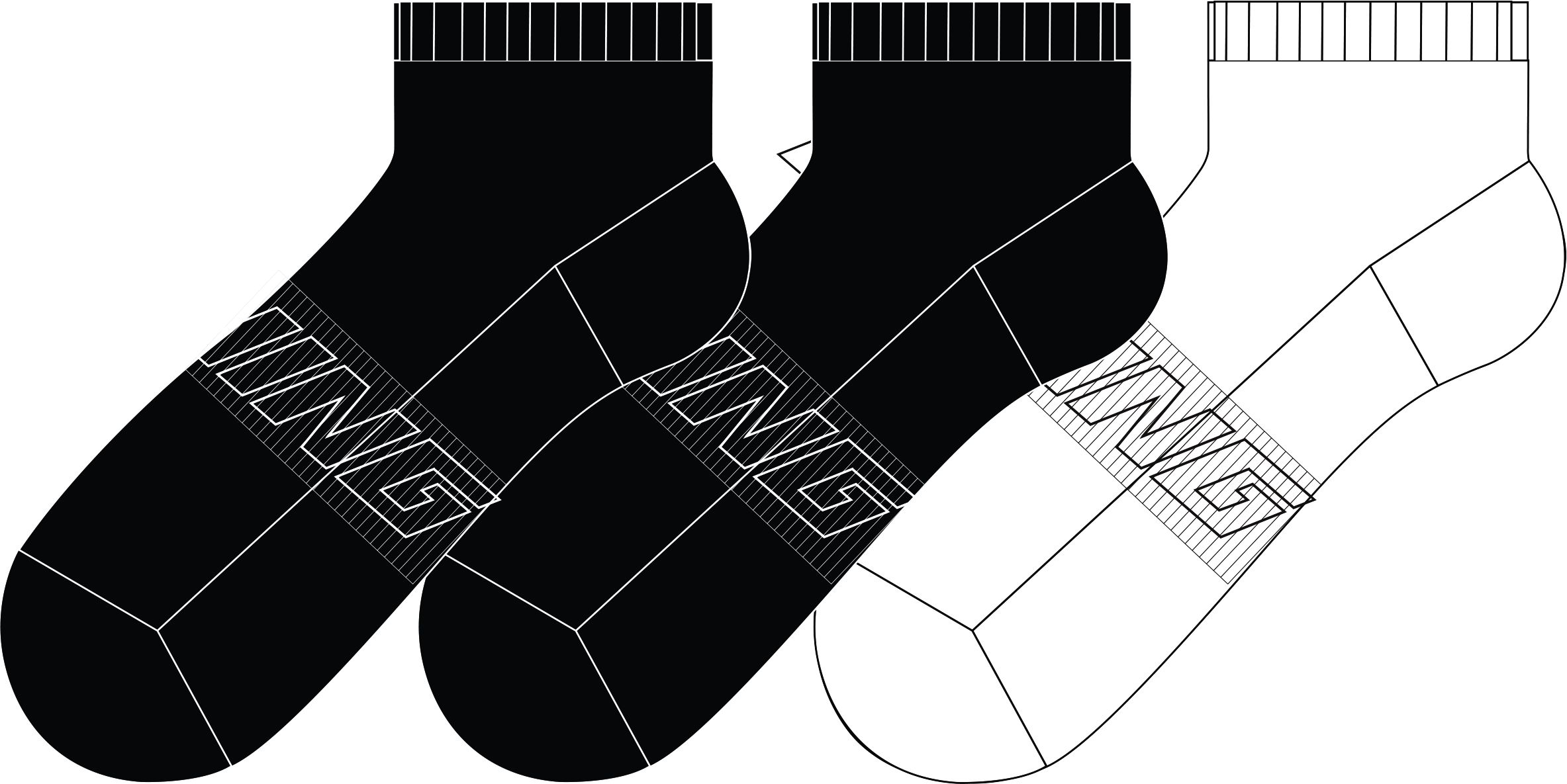Unisex SportsSocks low-cut 3-pack "Classic" black/white - AWST111-1 M