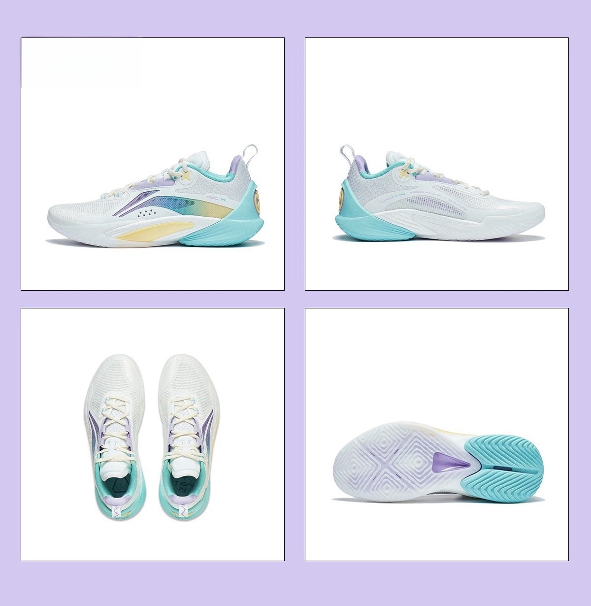 Men Basketballshoe "Speed X" Premium - white/lilac - ABAT085-8 EU 47 2/3 -US 13  -305mm 