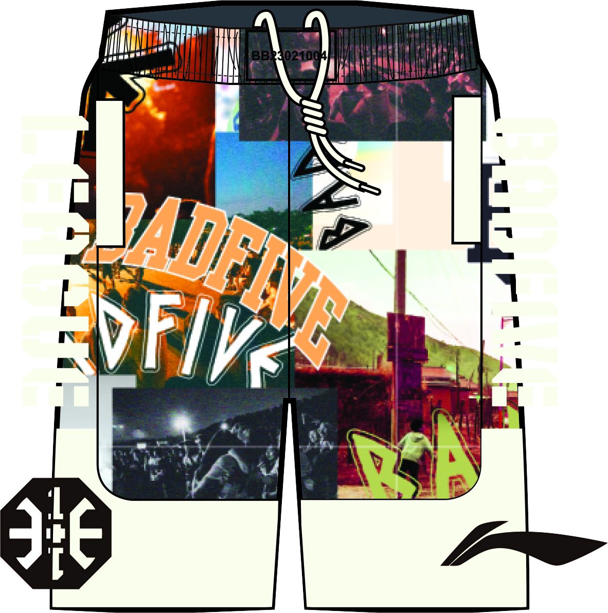 Unisex Basketball-Short "Anti-Warrior" Badfive BIG Photo-White - AAPT045-5 5XL = 4XL EU