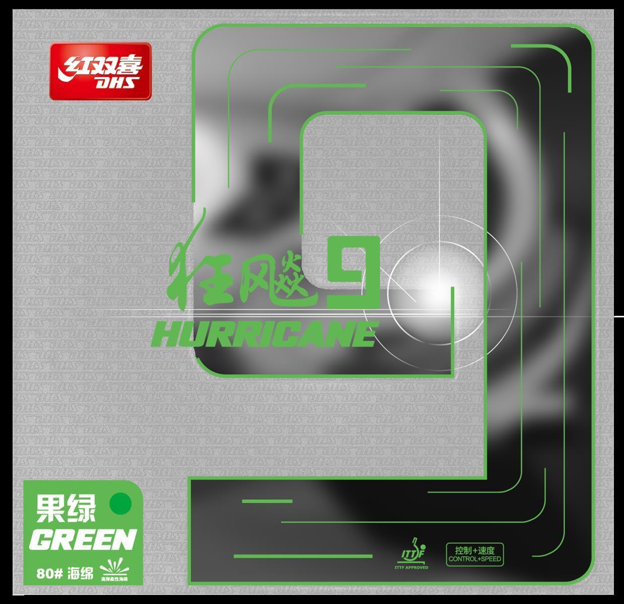 H9-G-DHS Hurricane 9 2,15mm Hard 38 Rubber Green DXDS030-7