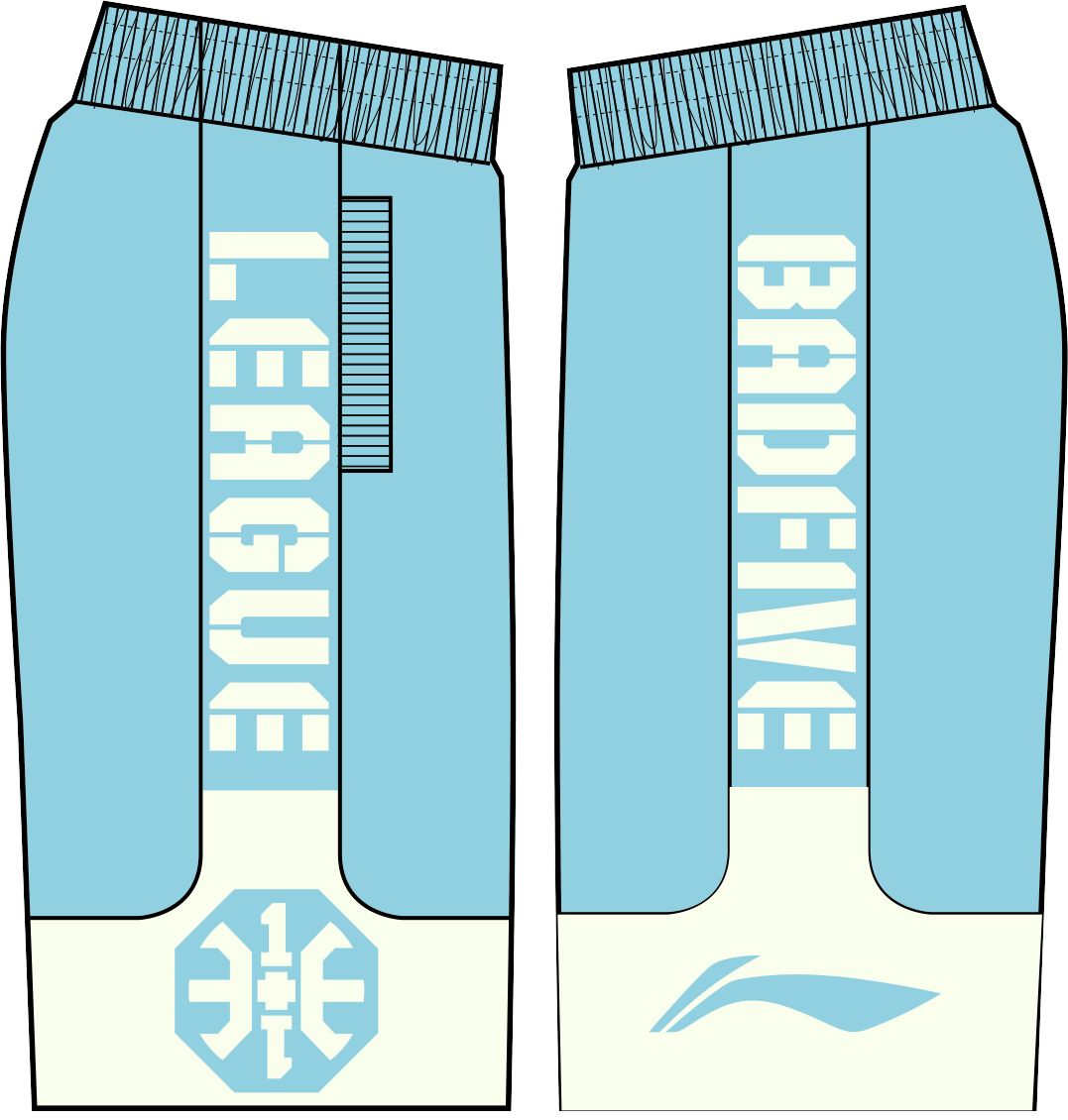 Unisex Basketball-Short "Anti-Warrior" Badfive BIG Lightblue-White - AAPT045-7 5XL = 4XL EU