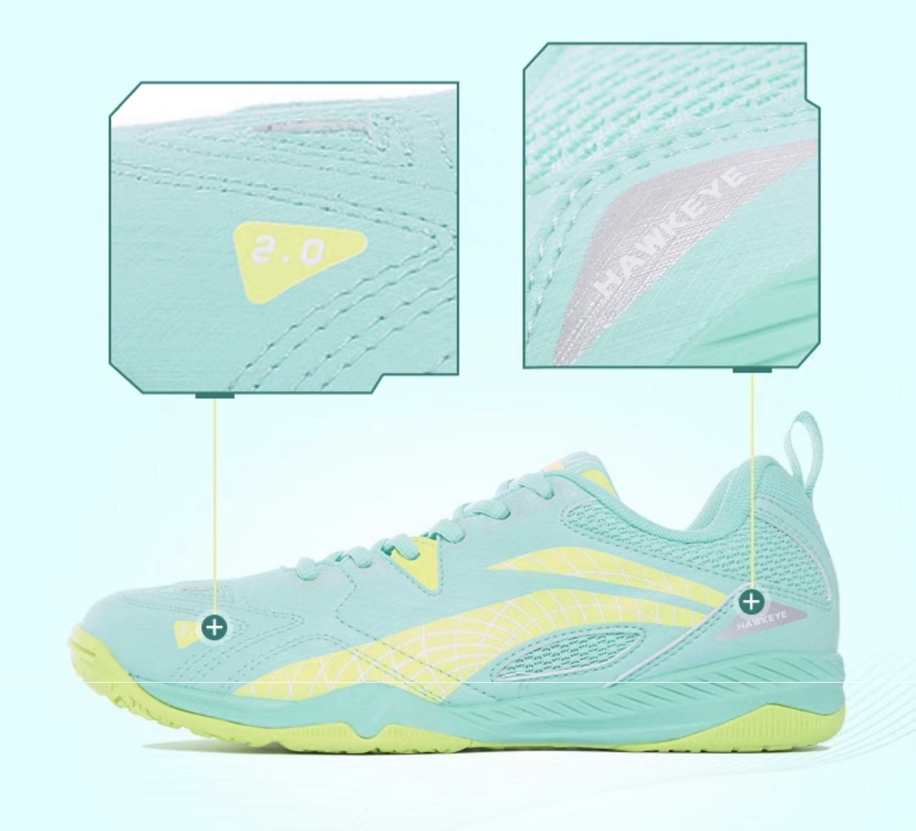 Unisex Table Tennis Competition/Training shoe Hawk Eye 2.0 - green - APTT005-4 EU 46 1/3 = US 12