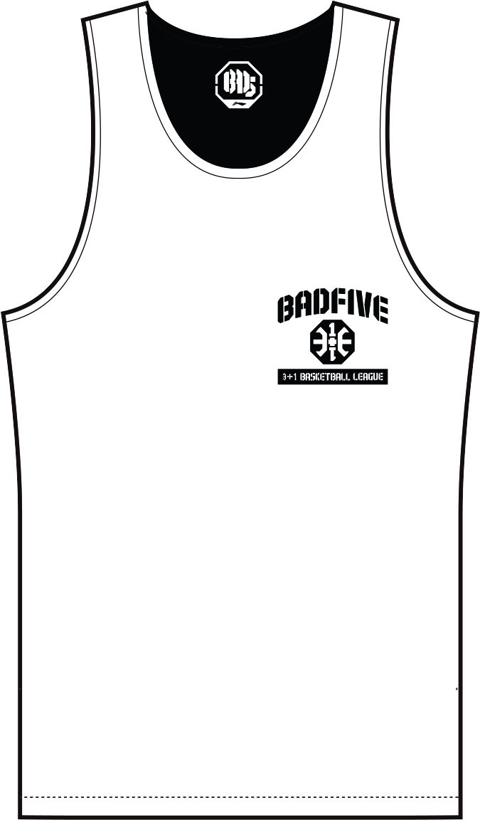 Unisex Basketball-Competition Set 2 Tops "Anti-Warrior" Badfive BIG black+white - AAYT045-1 5XL = 4XL EU
