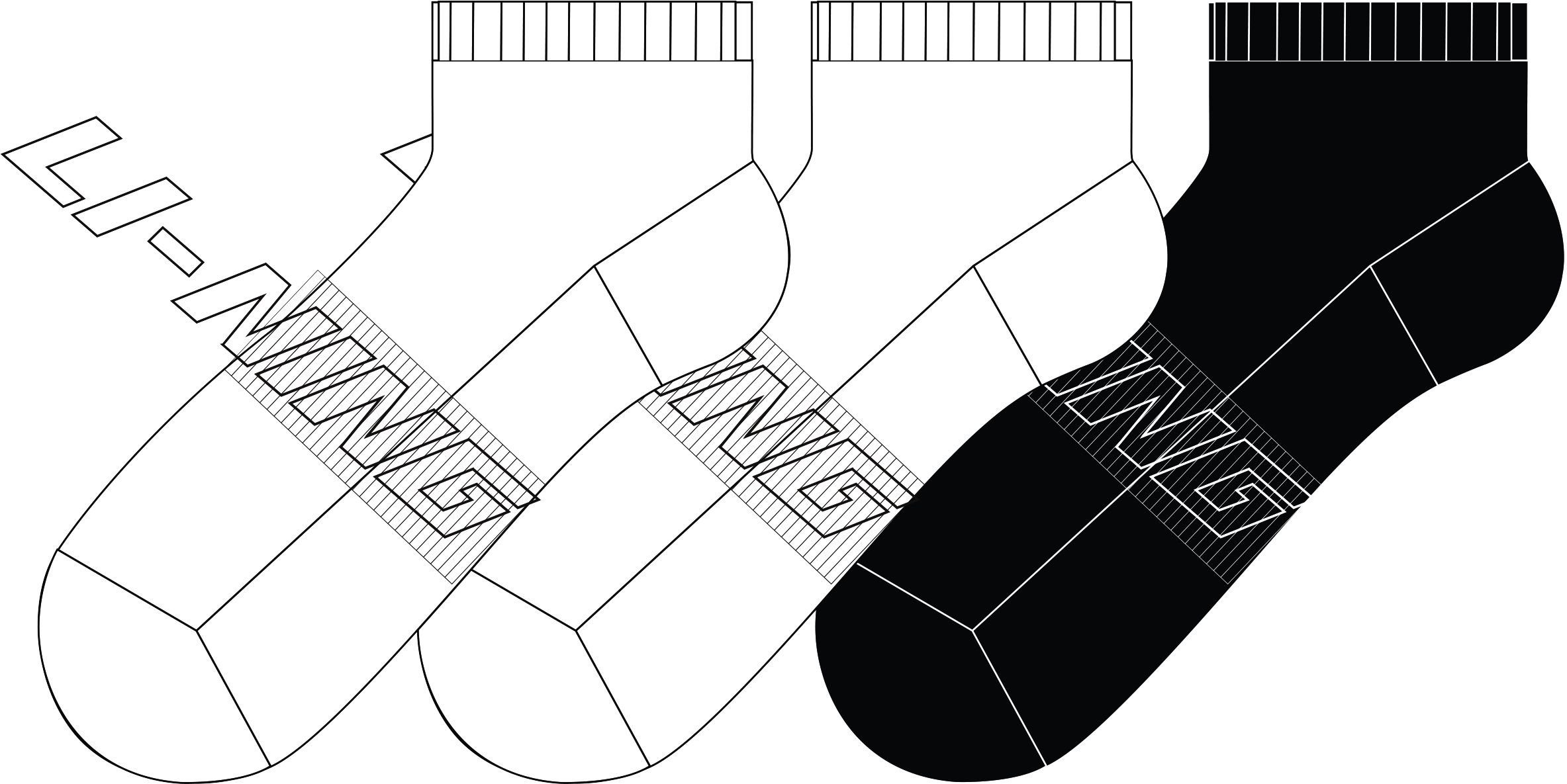 Unisex Sports Socks low-cut 3-pack "Classic" white/black - AWST111-2 L