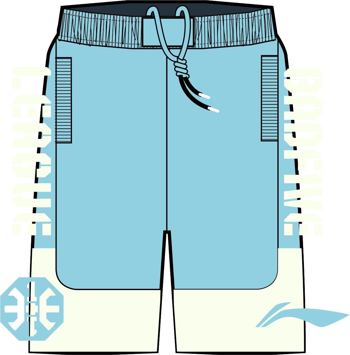 Unisex Basketball-Short "Anti-Warrior" Badfive BIG Lightblue-White - AAPT045-7 5XL = 4XL EU