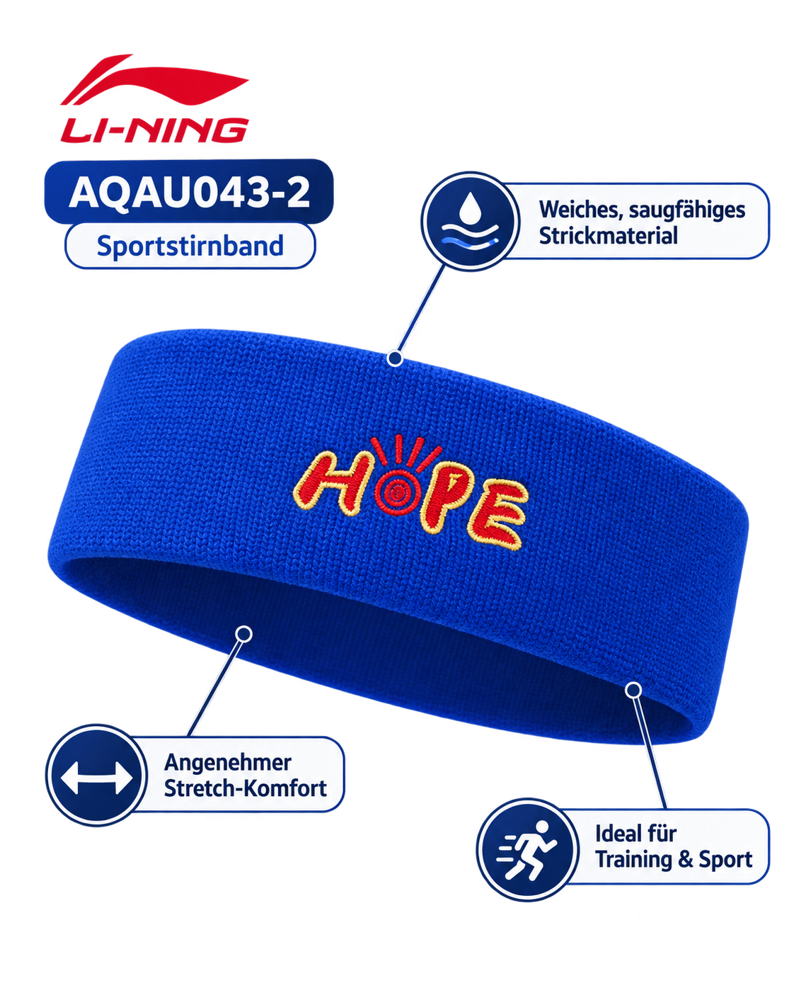 Wang Chuqin 'Hope' Headband - blue - AQAU043-2