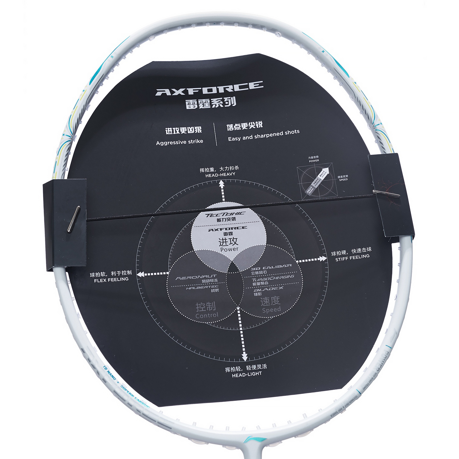 Badmintonracket AXFORCE 60 (5U) White - unstrung - AYPT055-1